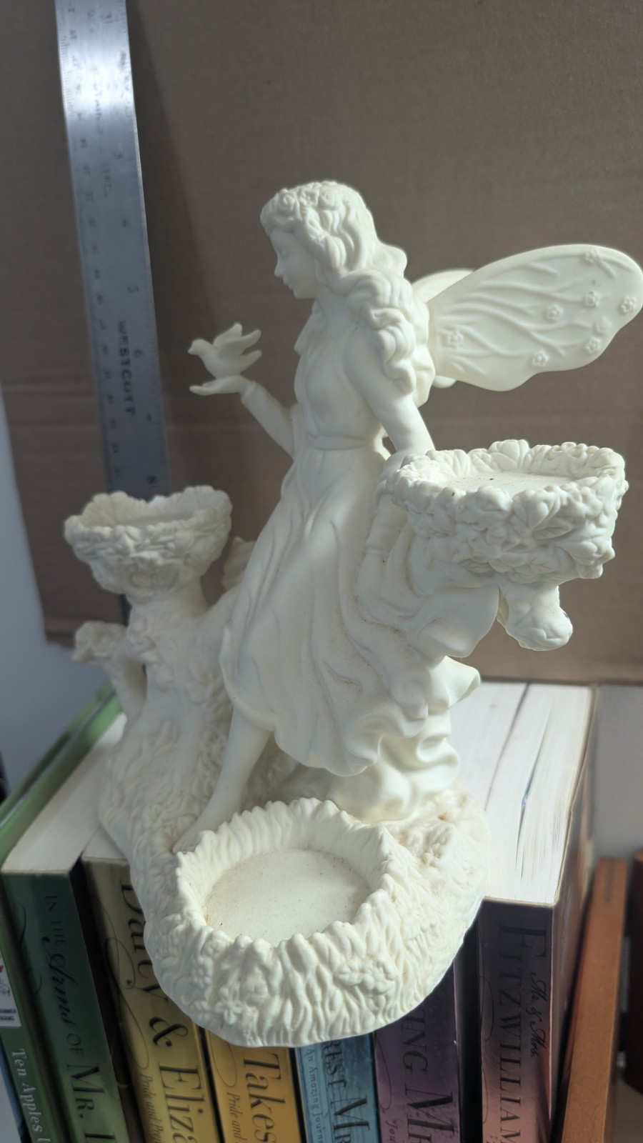 2 different PartyLite Ariana's Garden Fairy Retired Ivory Candle Holders