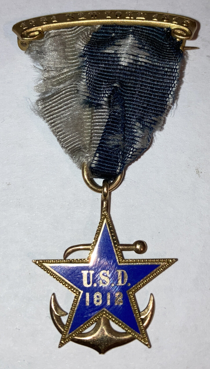 Antique 14k Gold United States Daughters 1812 DAR 1781-1815 New York Medal Navy Antique 14k Gold United States Daughters 1812 DAR 1781-1815 New York Medal Navy