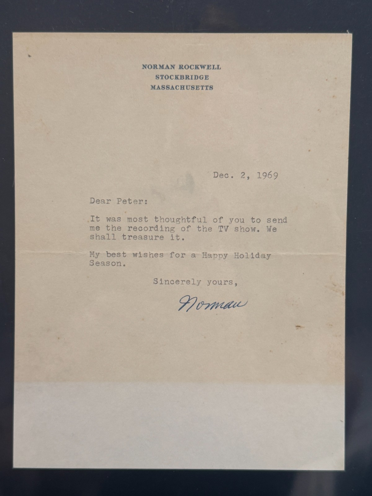Norman Rockwell Signed Letter JSA Certified