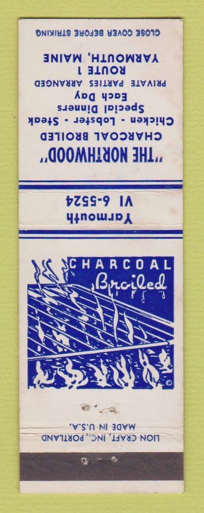 Matchbook Cover - The Northwood Restaurant Yarmouth ME Matchbook Cover - The Northwood Restaurant Yarmouth ME