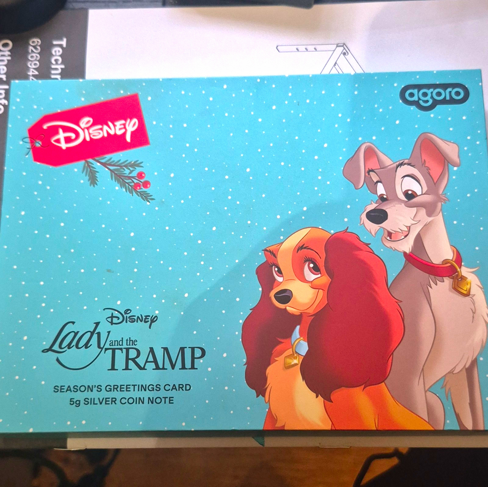 Agoro Disney Lady and the Tramp Season's Greetings Card & Coin Note 2024 Agoro Disney Lady and the Tramp Season's Greetings Card & Coin Note 2024