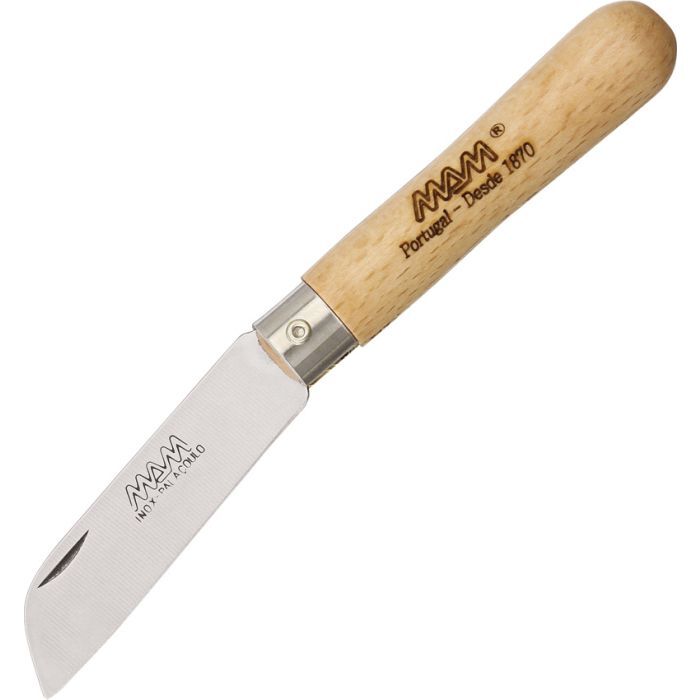 MAM Small Brown Beechwood Folding Stainless Sheepsfoot Pocket Knife 2B