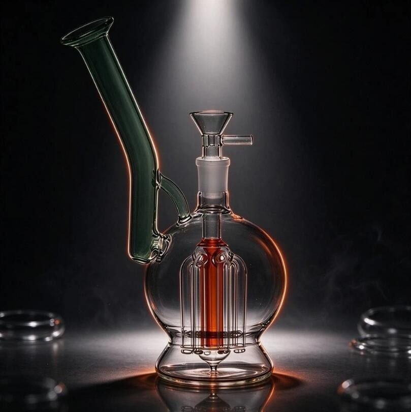 Glass Bong Smoking Hookah Percolator Water Pipe Recycler With 14mm Bowl-
