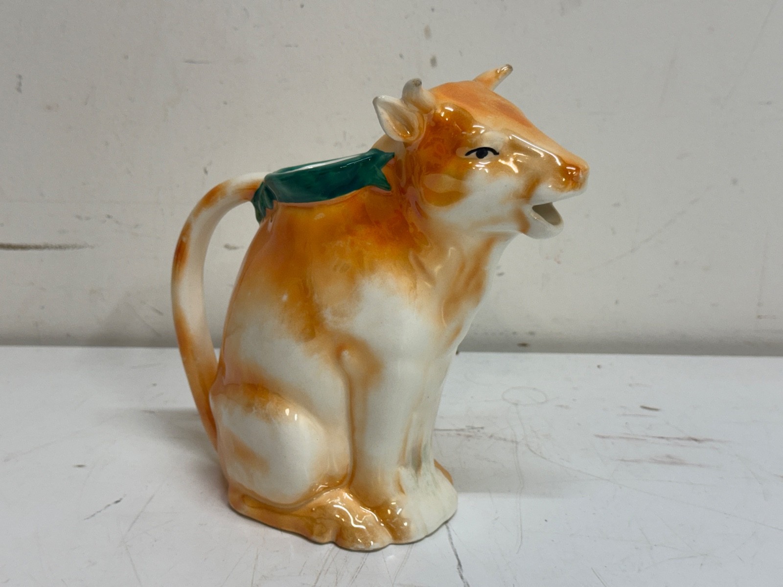 Antique Czechoslovakian Ceramic Brown Cow Figurative Creamer Pitcher Antique Czechoslovakian Ceramic Brown Cow Figurative Creamer Pitcher