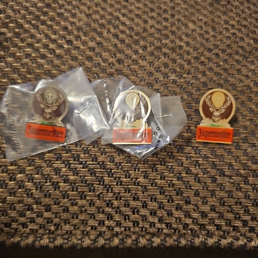 3 Vtg Jägermeister Stag Logo Pin – German Liquor Promotional Jagermeister 2 New