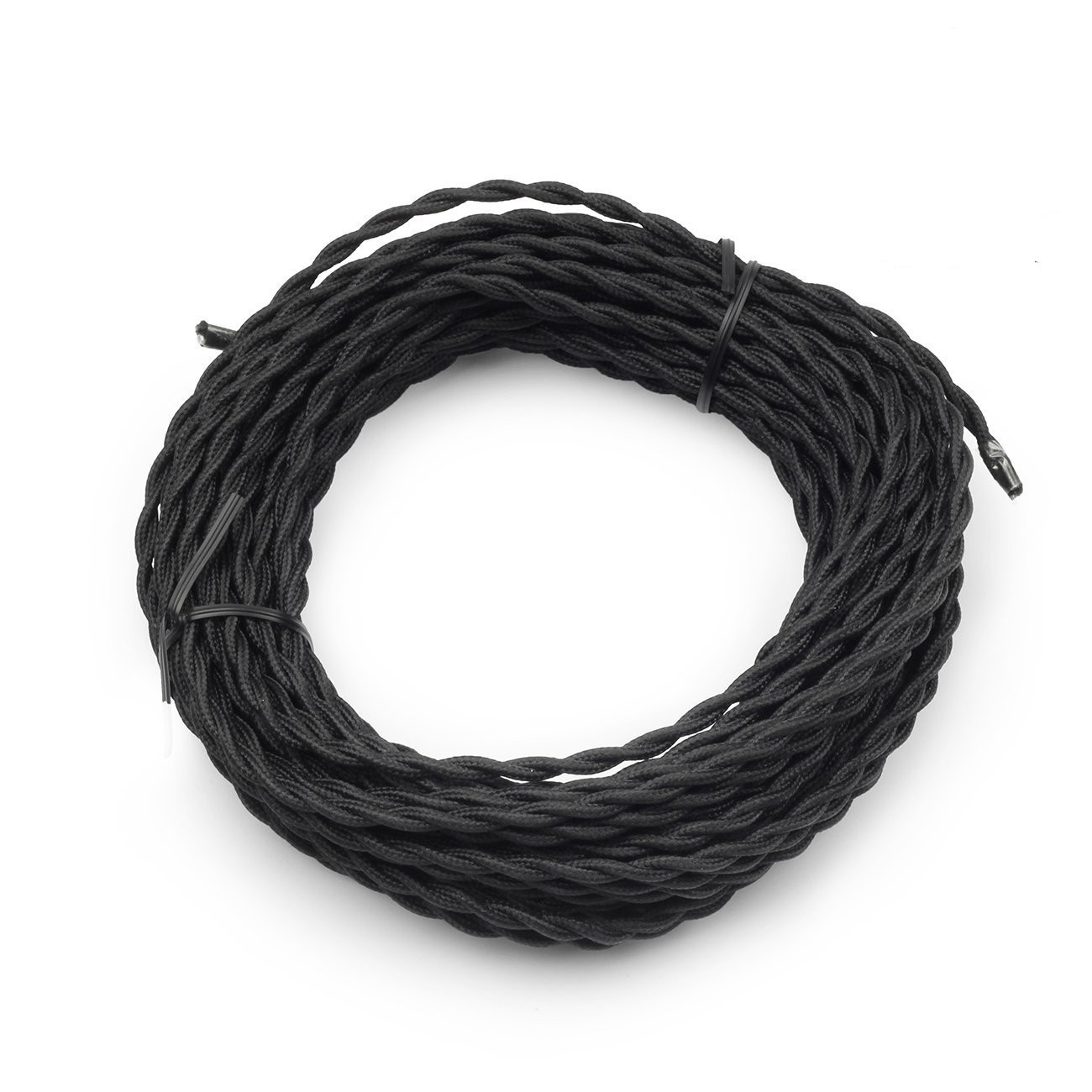 50Ft Black Twisted Cloth Covered Wire Vintage Antique Lamp Cord Electrical 300 V
