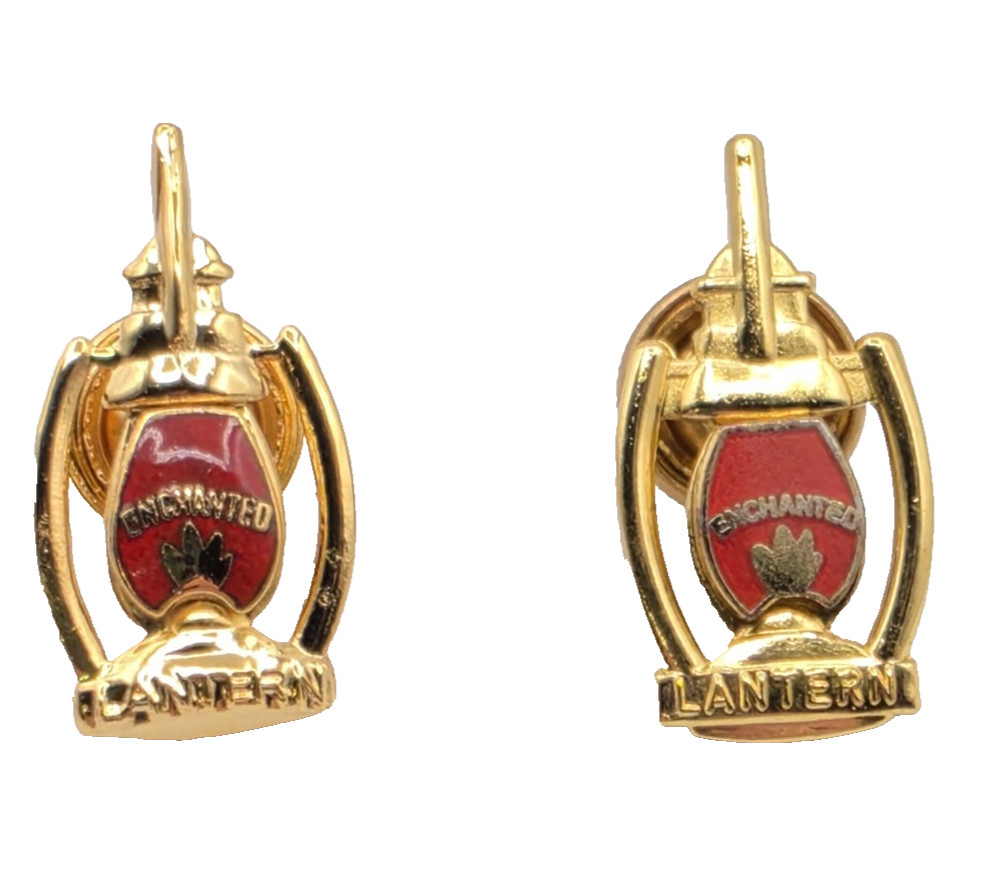 Pair of Grotto Masons Enchanted Lantern Gold Tone Screw-Back Lapel Pins (MOVPER)