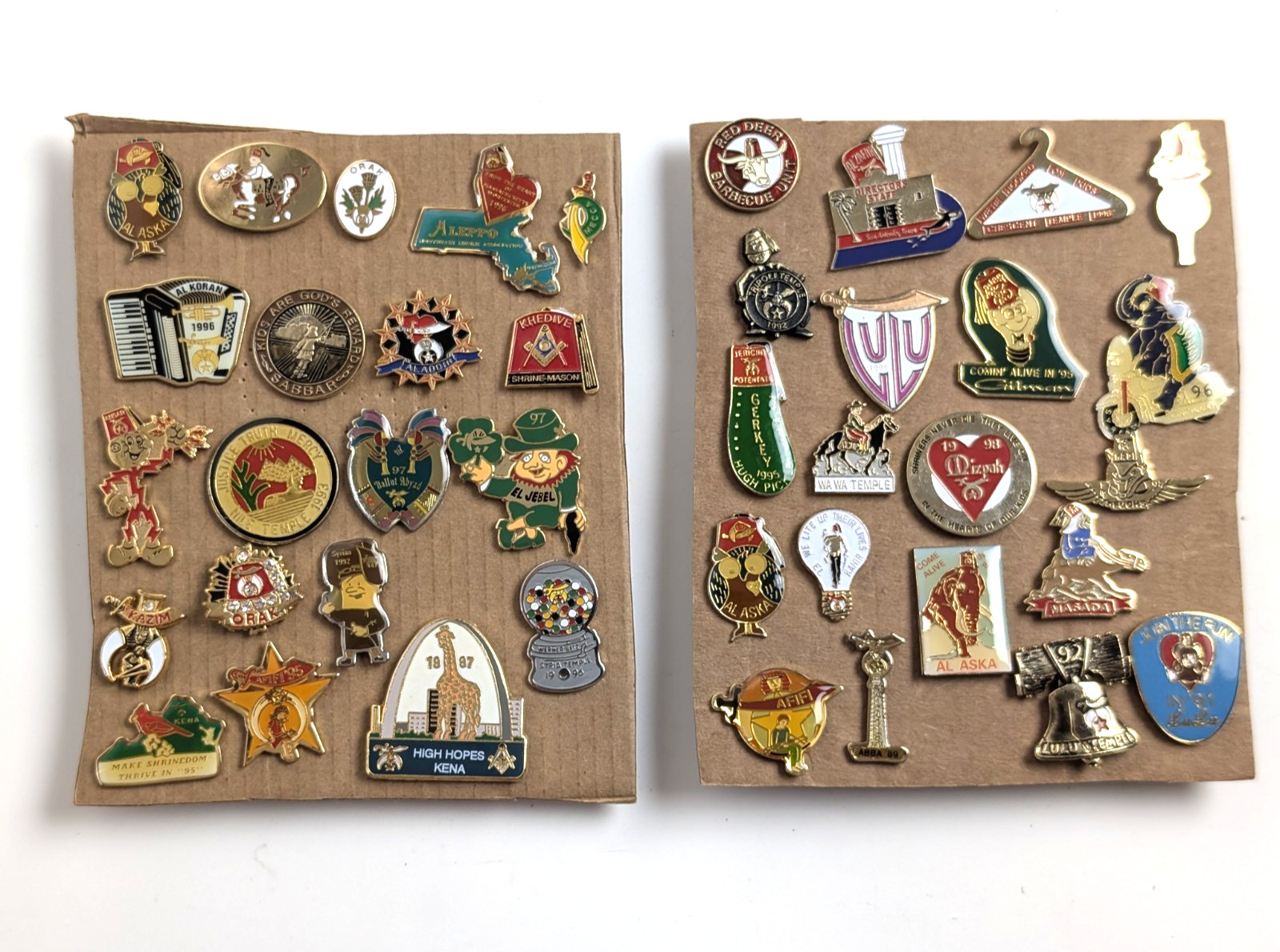Huge Lot 40 Vintage Shriners Masonic Enamel Lapel Pins Temple Fez Shrine