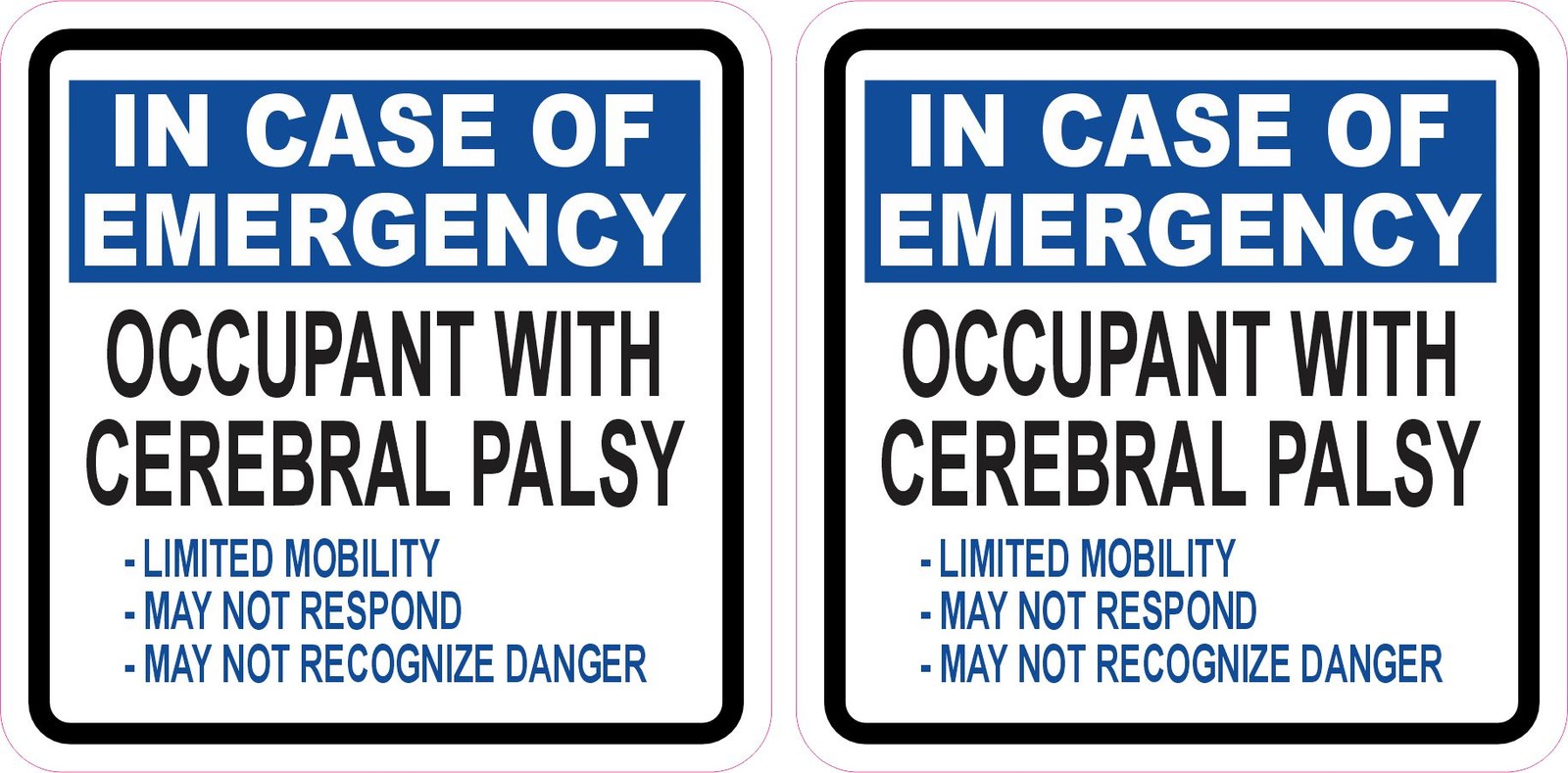 StickerTalk Occupant With Cerebral Palsy, 3 inches x 3 inches
