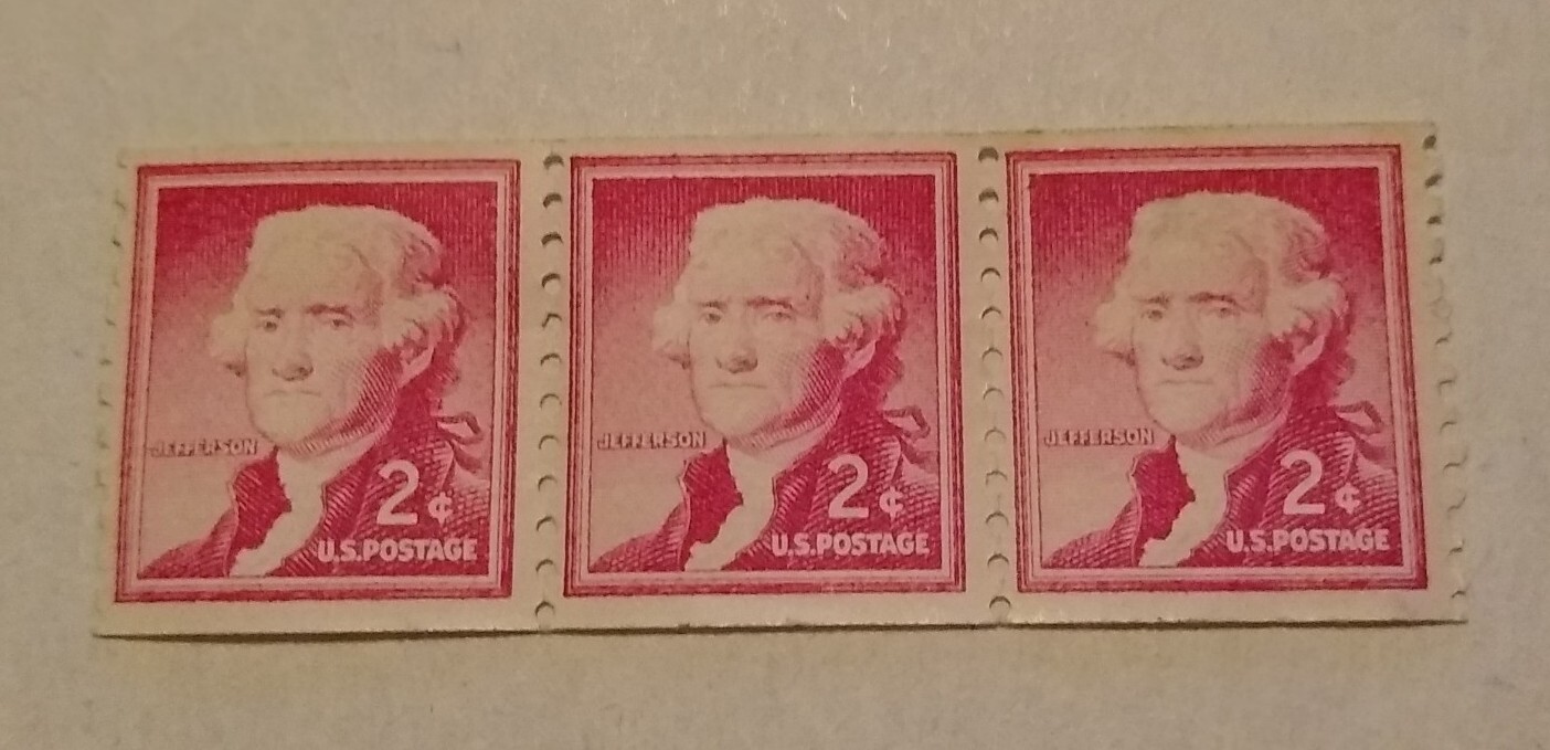 Add some historical value to your collection with 1954 Thomas Jefferson 2c stamp Add some historical value to your collection with 1954 Thomas Jefferson 2c stamp