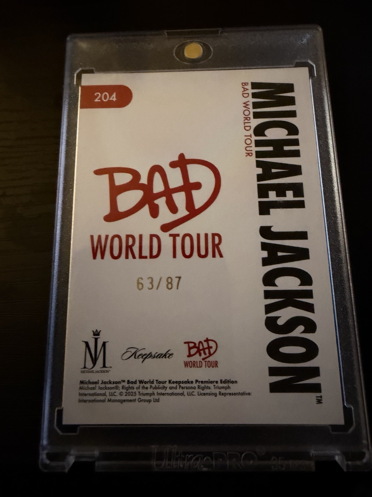 Keepsake Bad World Tour Premiere Ed. Autographed Hard Signed Cards #204 139