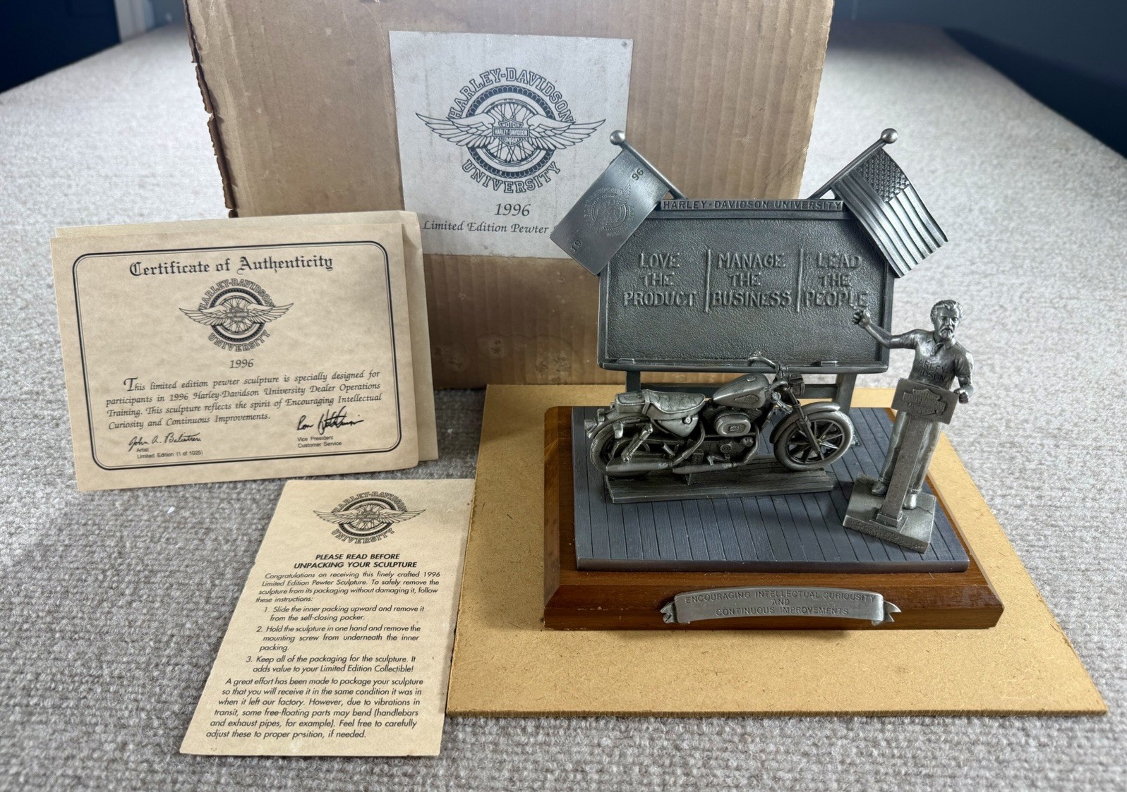 Harley-Davidson University 1996 Limited Edition Pewter Sculpture (1 Of 1025) Harley-Davidson University 1996 Limited Edition Pewter Sculpture (1 Of 1025)