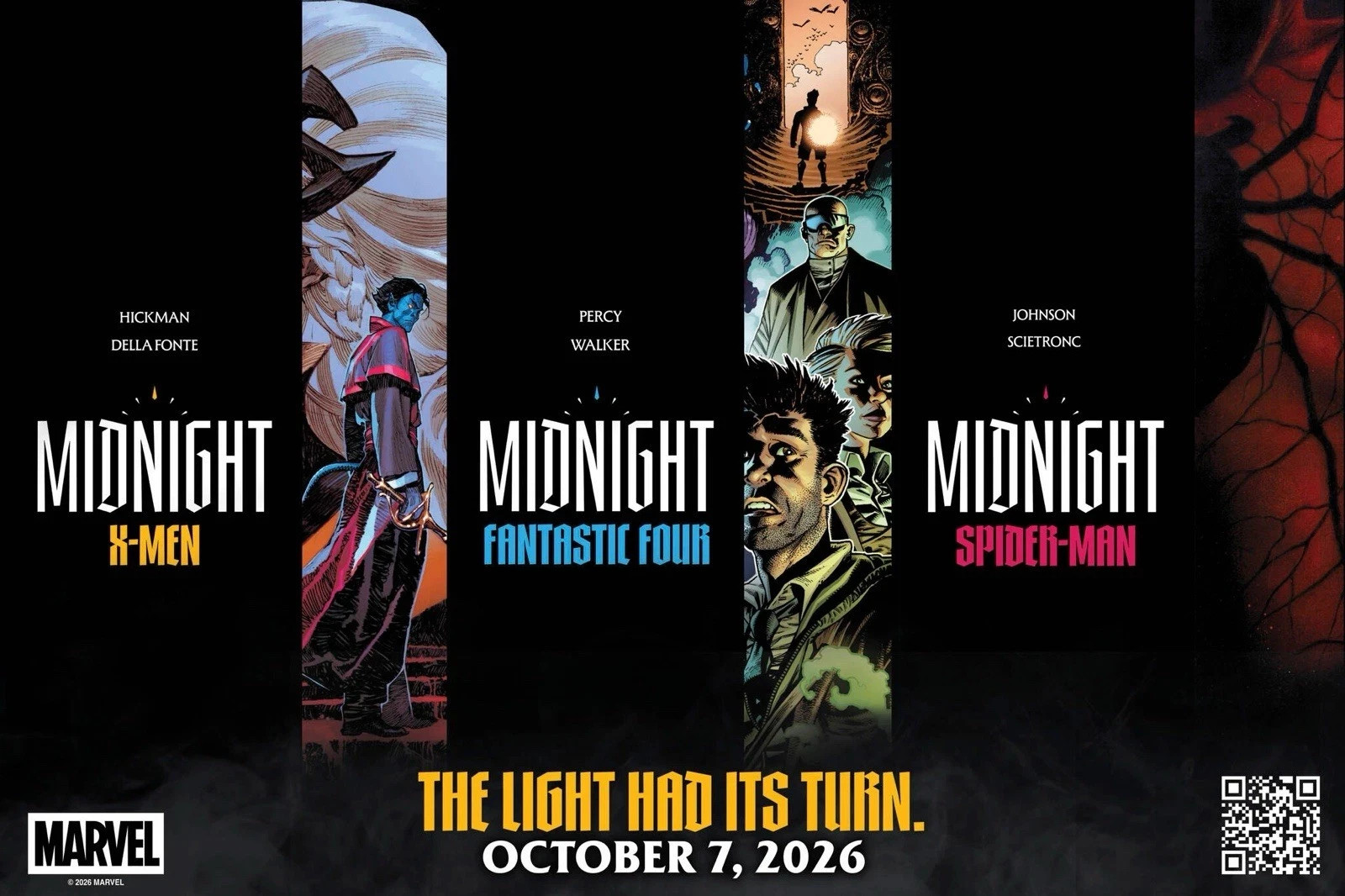 Marvel Midnight #1  X-Men Spider-Man FF Cover A Set of 3 PreSale 10/7/26