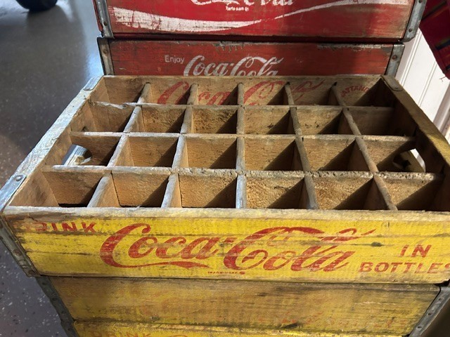 Vintage yellow Wooden Coca-Cola Crate - Vintage yellow Wooden Coca-Cola Crate -