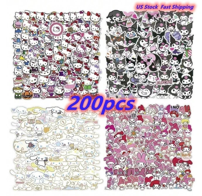 200Pcs Stickers Cartoon Anime Cinnamoroll Kuromi Stationery Set School Supplies 200Pcs Stickers Cartoon Anime Cinnamoroll Kuromi Stationery Set School Supplies