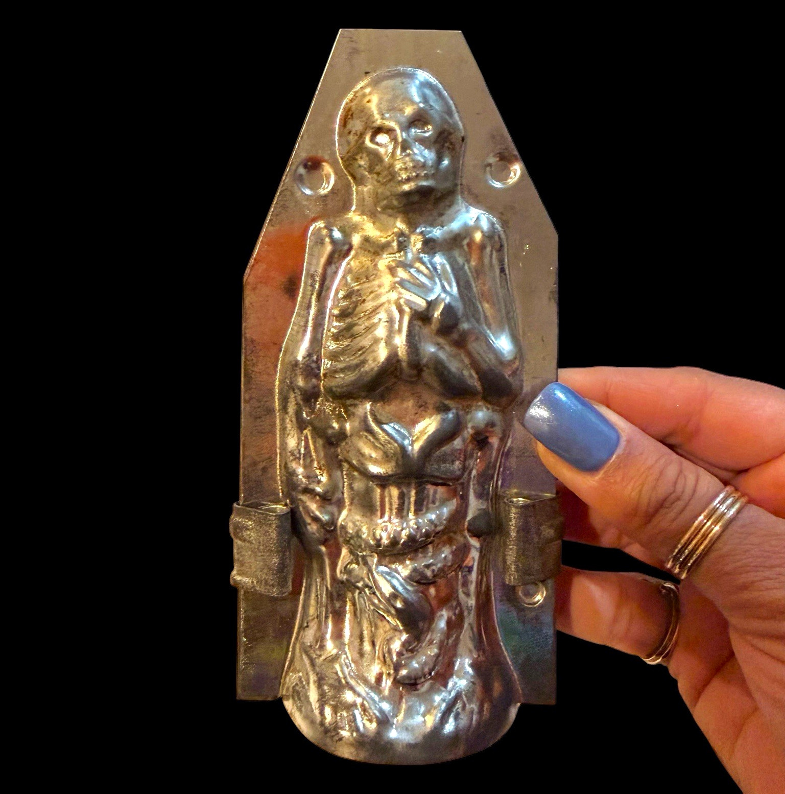 Vintage Antique Halloween Skeleton Snake Metal Chocolate Mold German Style 6 Vintage Antique Halloween Skeleton Snake Metal Chocolate Mold German Style 6