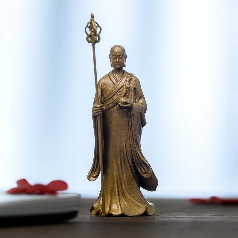 Handmade Kṣitigarbha Bodhisattva Brass Statue Inner Peace and Ritual Practice