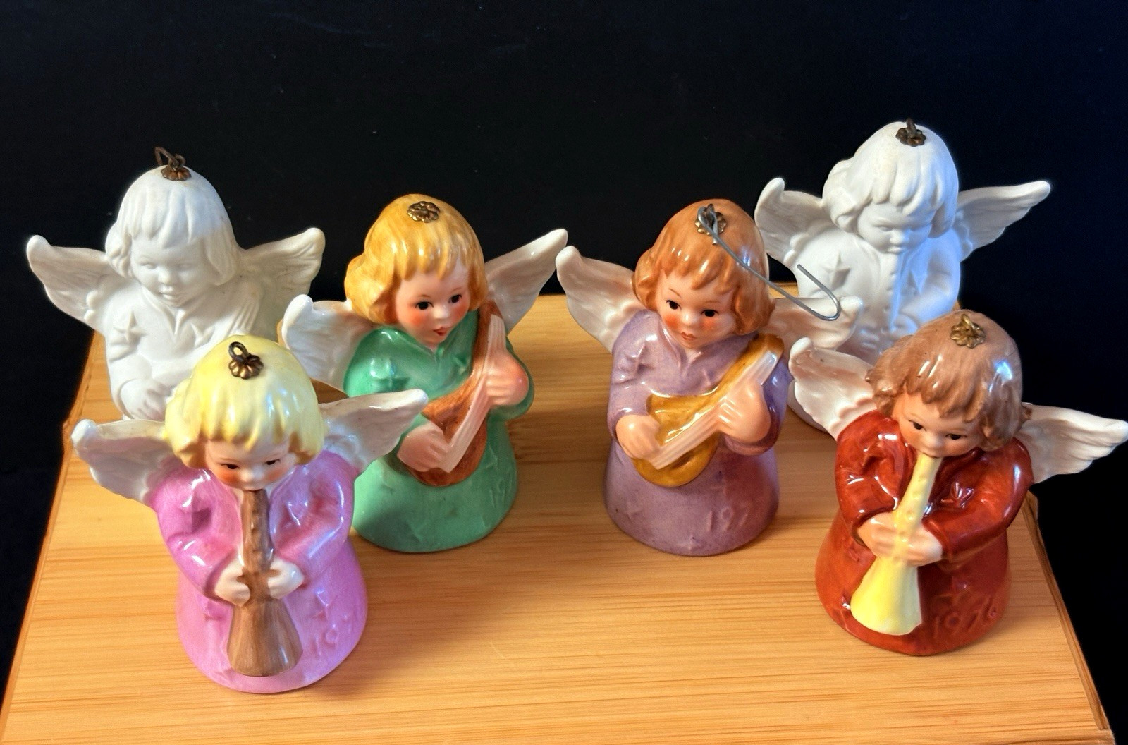 Set 6 Vintage 70\'s Goebel Christmas ANGEL Bell Figurines Ornaments EX COND 3.5\ Set 6 Vintage 70\'s Goebel Christmas ANGEL Bell Figurines Ornaments EX COND 3.5\