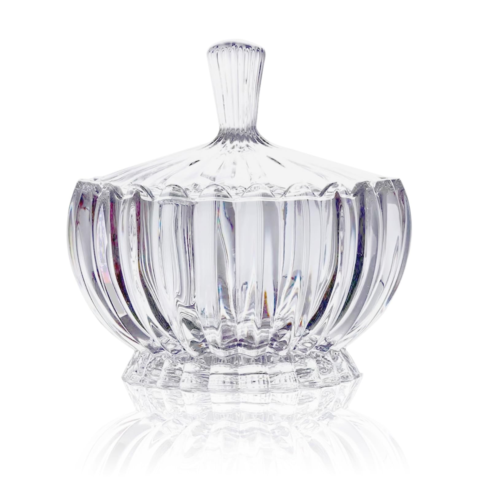 Rxcvkmw Glass Candy Plate with Cover Crystal Candy Bowl Fruit Plate White