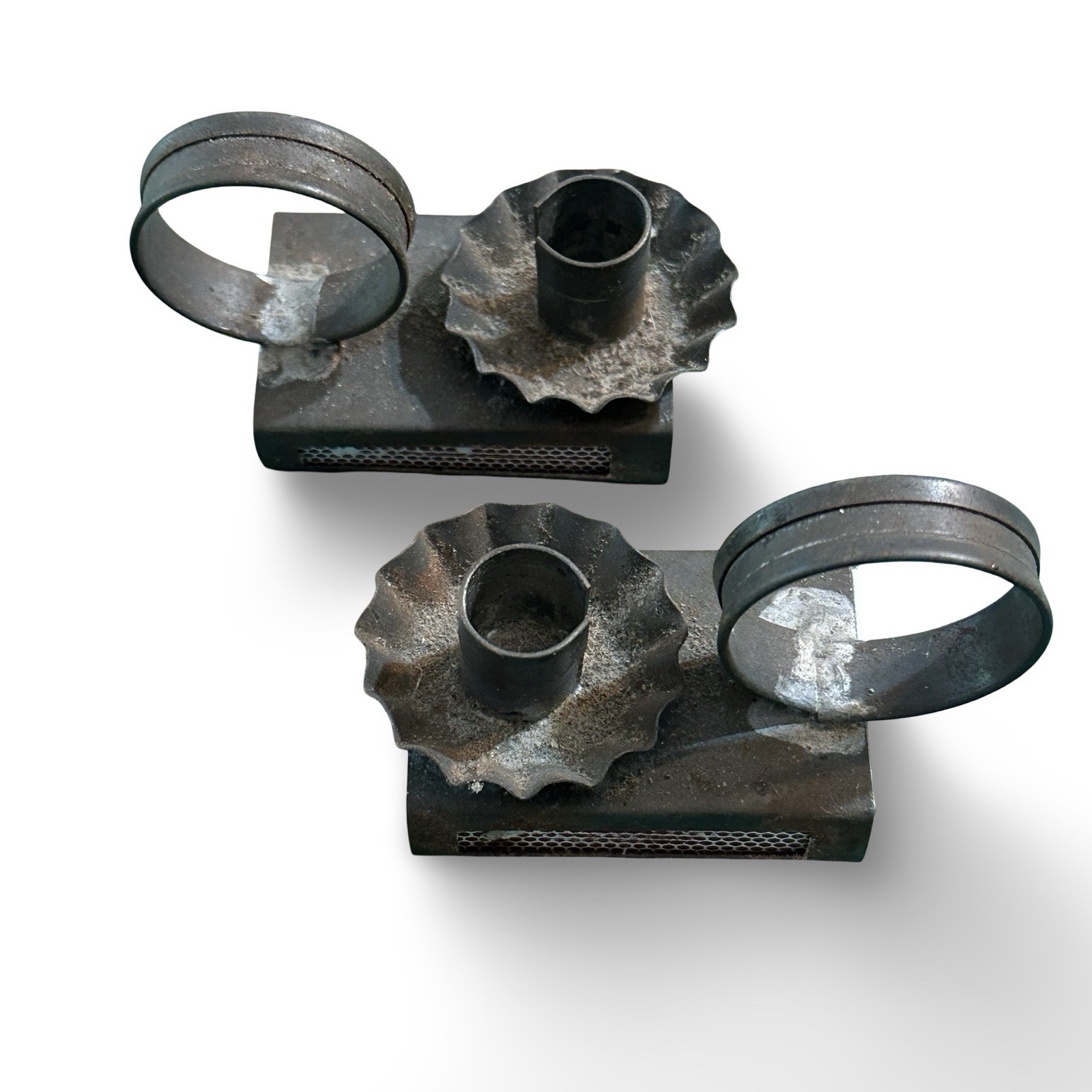 2 Vintage Industrial Metal Match Holders Candle Holders Primitive Rustic 2 Vintage Industrial Metal Match Holders Candle Holders Primitive Rustic