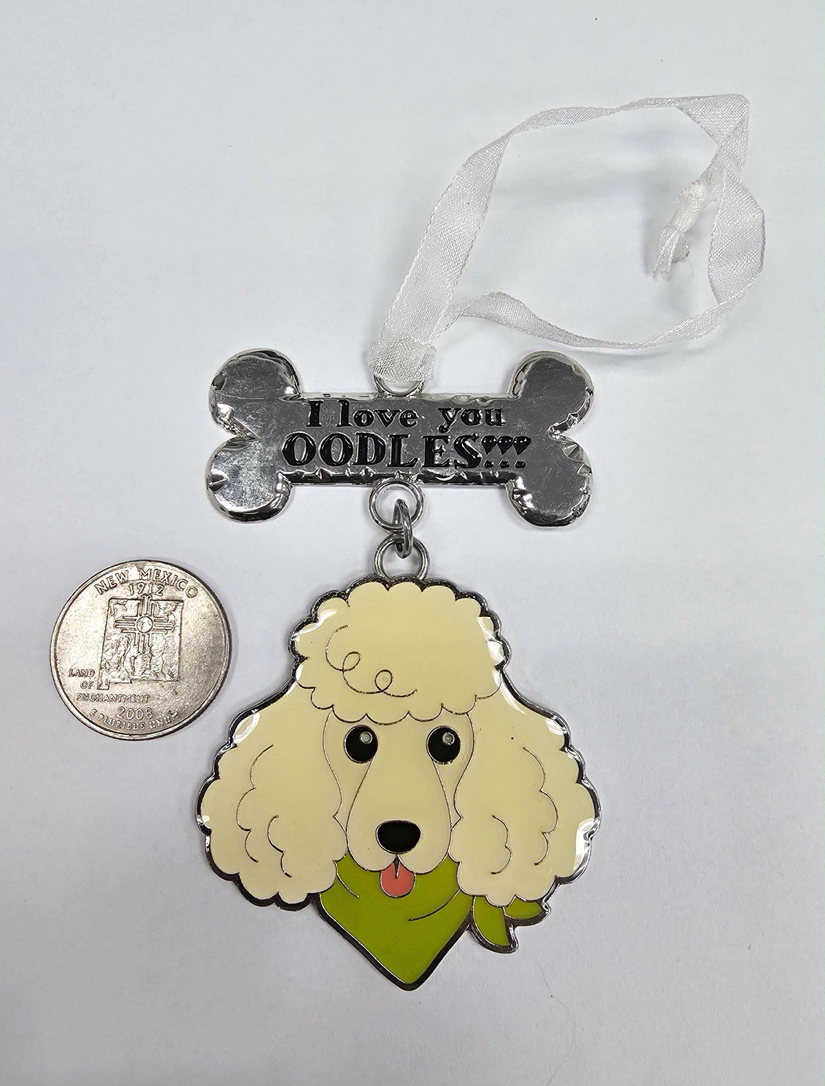 Fringe Studio I Love You OODLES Cream Poodle Enamel Christmas Ornament