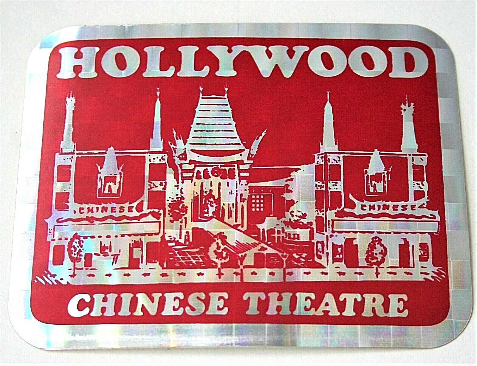2 1970s Hollywood CA Chinese Theatre NOS New Prism Tourist Souvenir Sticker
