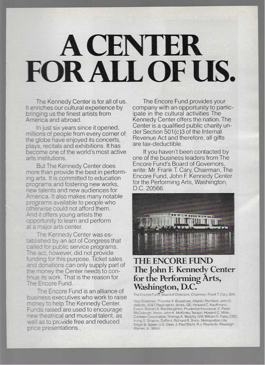 JFK Center For The Performing Arts & Old Grand-dad Bourbon 1978 Print Ads
