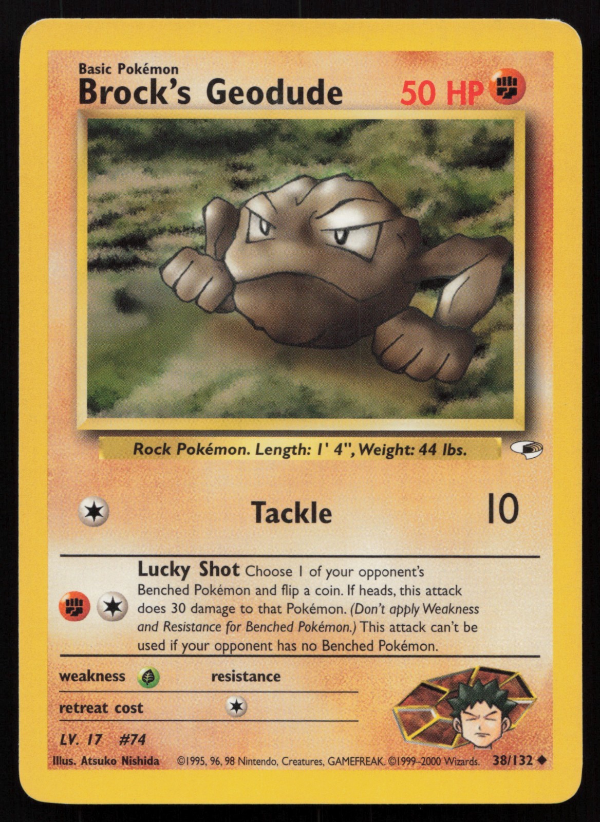POKEMON BROCK\'S GEODUDE 38/132 EX / LP GYM HEROES UNCOMMON UNLIMITED ENG 2000