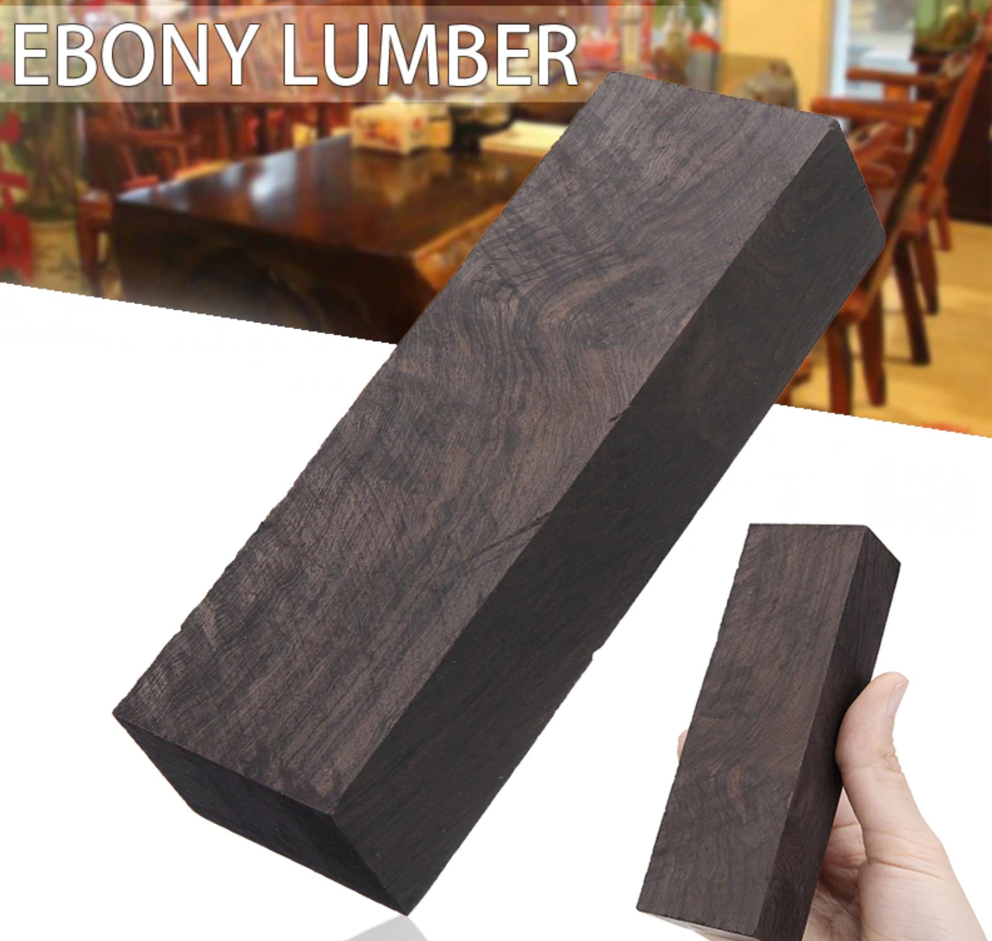 2 Pieces African Blackwood Ebony Block Lumber Wood Craft Knife Handle 12x3x3cm 2 Pieces African Blackwood Ebony Block Lumber Wood Craft Knife Handle 12x3x3cm