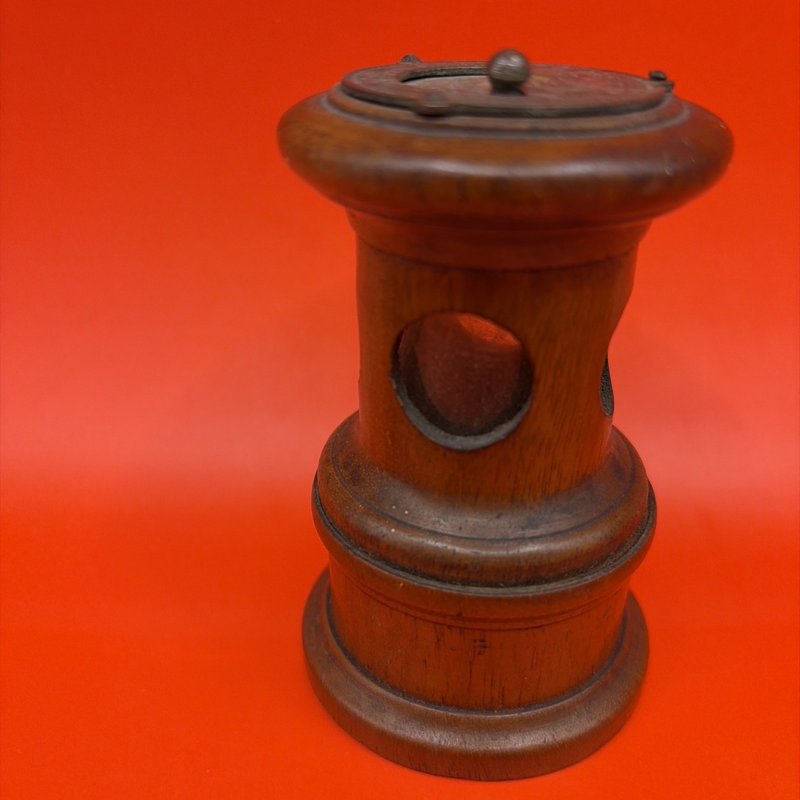 Antique Peugeot Freres Traveling Pocket Pepper Grinder Mill Wood Glass 3.5” Antique Peugeot Freres Traveling Pocket Pepper Grinder Mill Wood Glass 3.5”