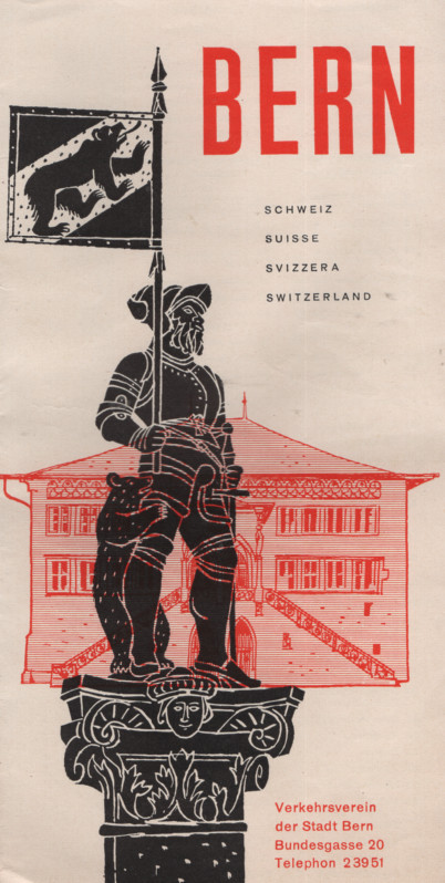 Vintage Bern Switzerland Tourist Brochure Pictorial City Map Multilingual Guide