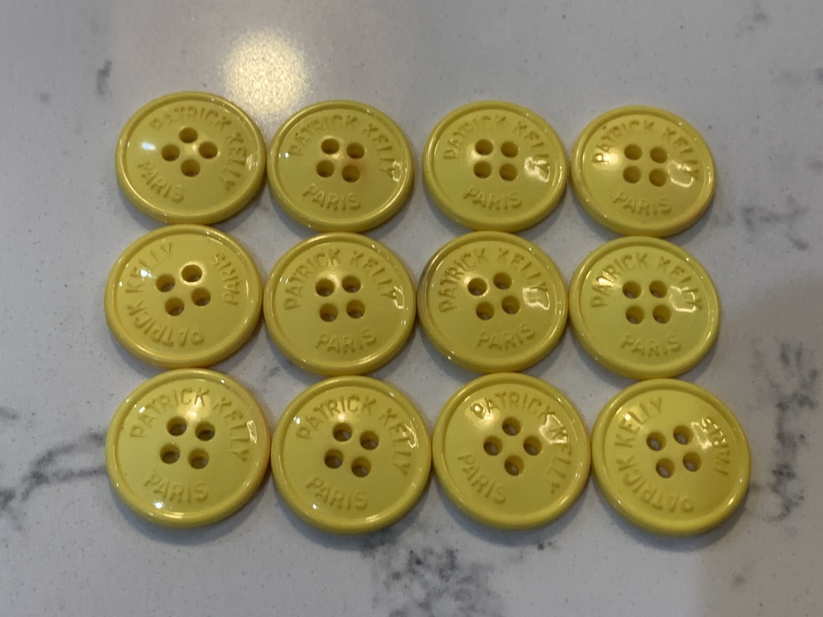 Vintage 1980s Patrick Kelly Paris Yellow Replacement Buttons 0.75” Lot of 12 Vintage 1980s Patrick Kelly Paris Yellow Replacement Buttons 0.75” Lot of 12