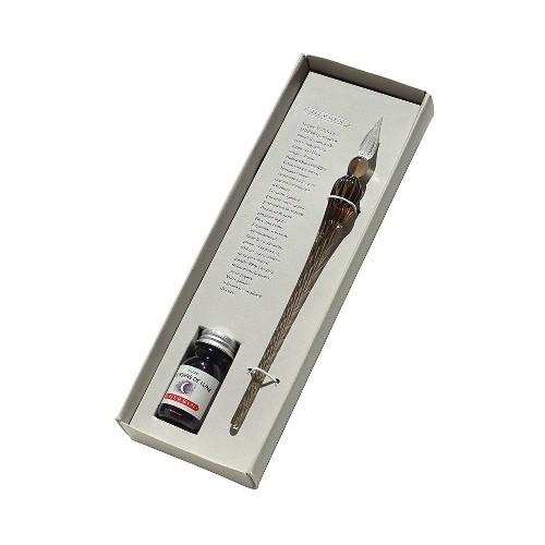 HERBIN Glass Pen Tsumugi & Mini Ink Set Gray Moon Shadow 20cm Handmade Glass