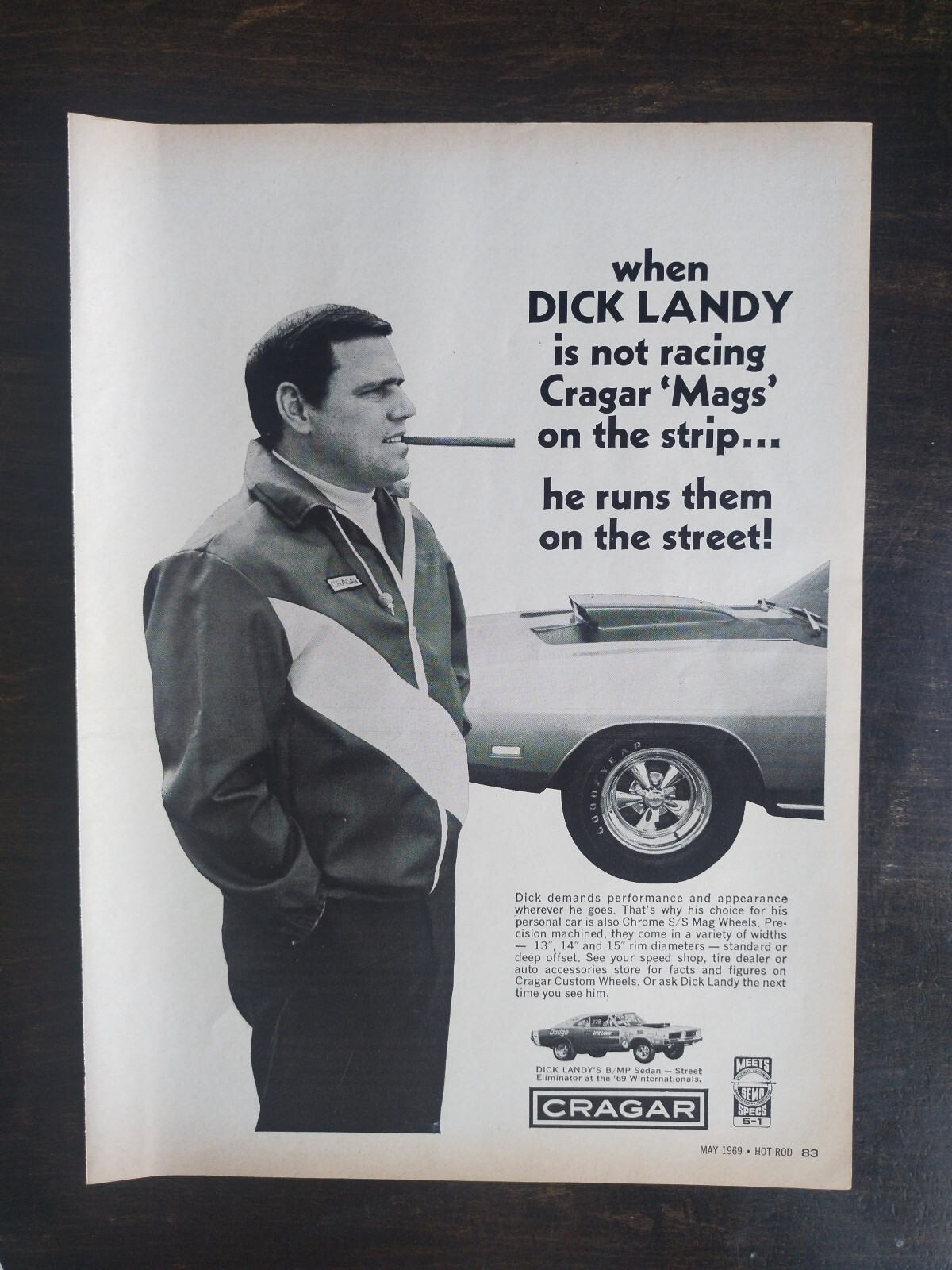 Vintage 1969 Cragar Mag Wheels Dick Landy Full Page Original Ad 1223 Vintage 1969 Cragar Mag Wheels Dick Landy Full Page Original Ad 1223