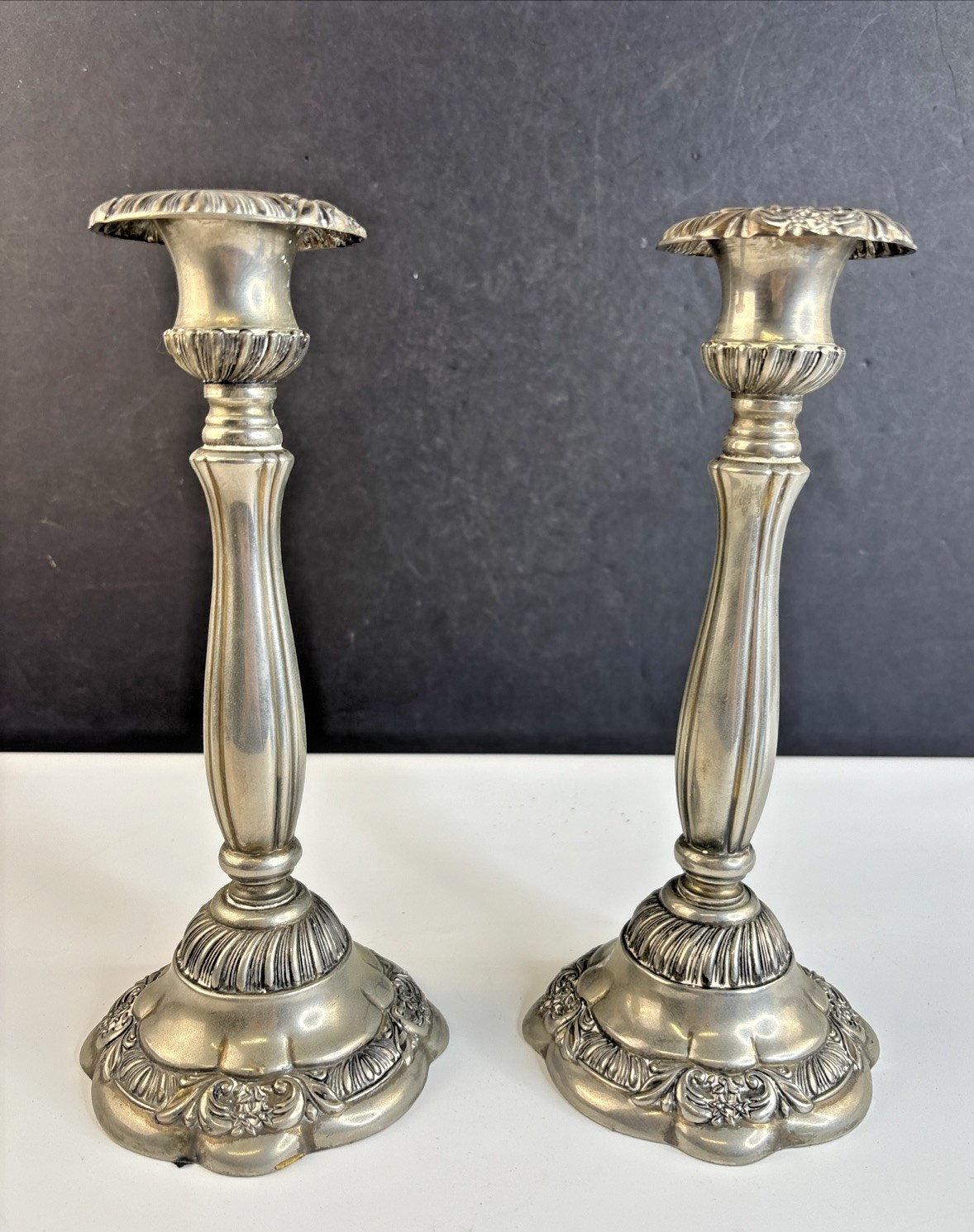 Vintage Godinger Silver Plated Candlesticks Pair of 2 Baroque Style 10 Vintage Godinger Silver Plated Candlesticks Pair of 2 Baroque Style 10