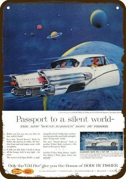 1958 BUICK B-58 RIVIERA Body by Fisher Vntg-Look DECORATIVE REPLICA METAL SIGN 1958 BUICK B-58 RIVIERA Body by Fisher Vntg-Look DECORATIVE REPLICA METAL SIGN