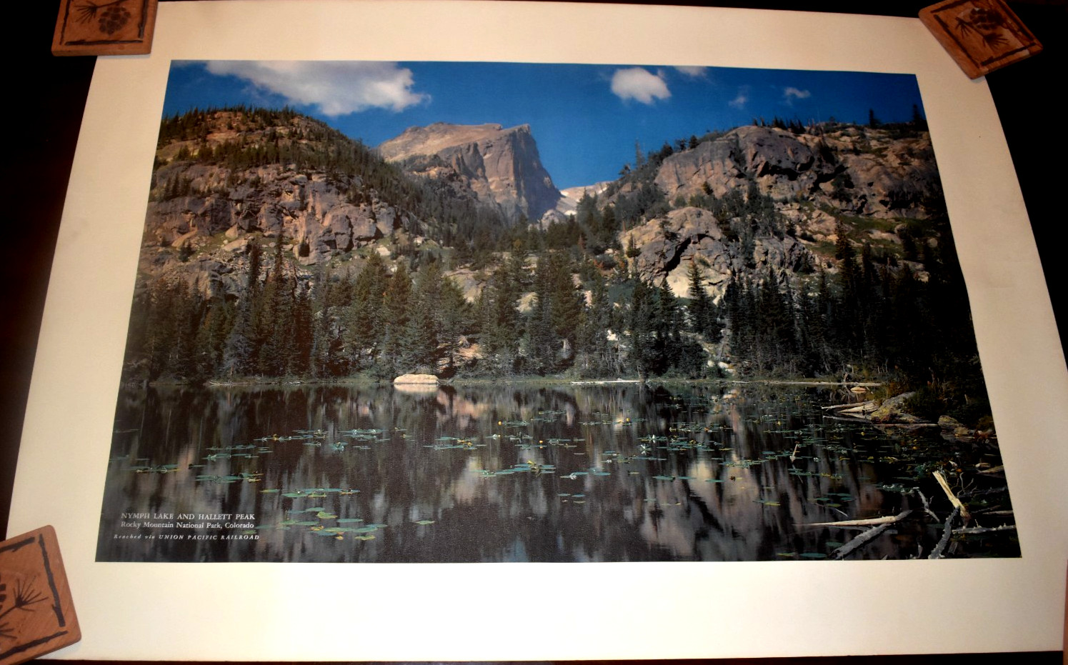 Nymph Lake & Hallet Peak Rocky Mt National Park CO Union Pacific RR Poster 26x36 Nymph Lake & Hallet Peak Rocky Mt National Park CO Union Pacific RR Poster 26x36