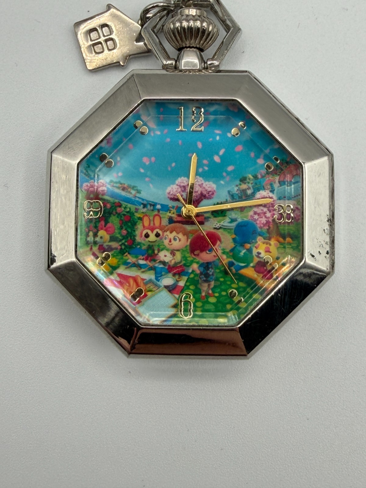 2012 Nintendo Silver Tone Quartz Pocket Watch New Battery