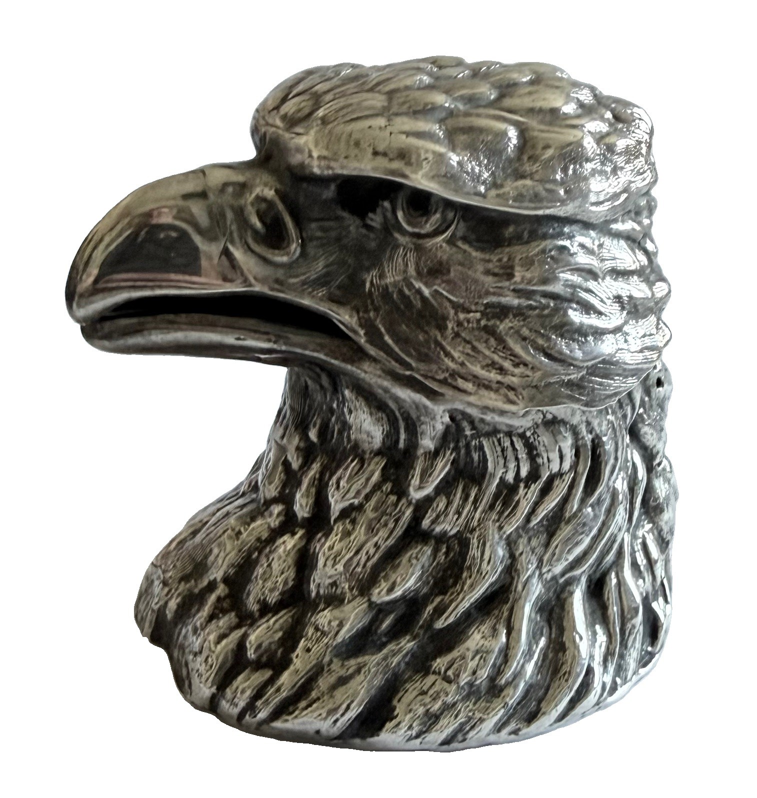 Vintage Silver Plated Eagle Head Inkwell with Hinged Lid, Approx. 3” x 3” Vintage Silver Plated Eagle Head Inkwell with Hinged Lid, Approx. 3” x 3”