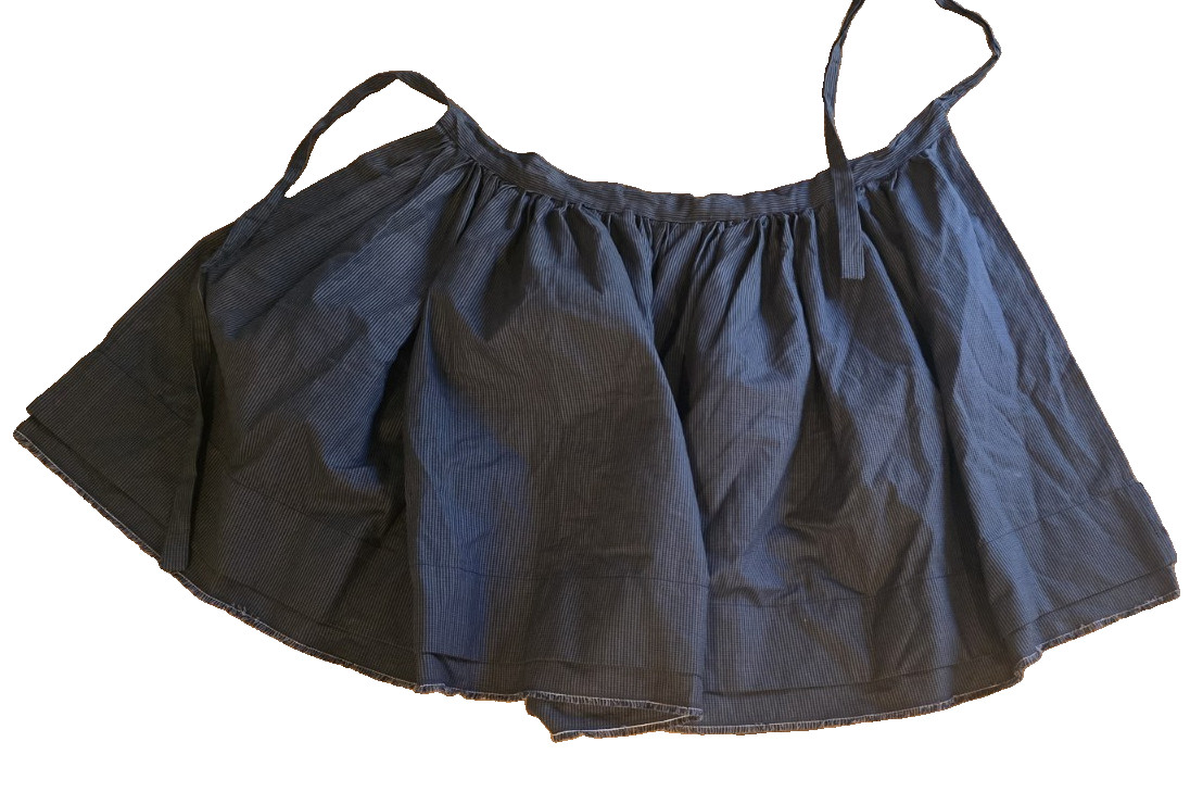 Vintage Long Black Apron Extra Wide Heavy Duty Cotton
