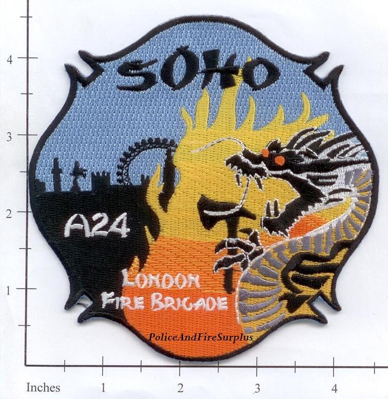 United Kingdom - London SOHO A24 Fire Brigade Fire Dept Patch - Dragon