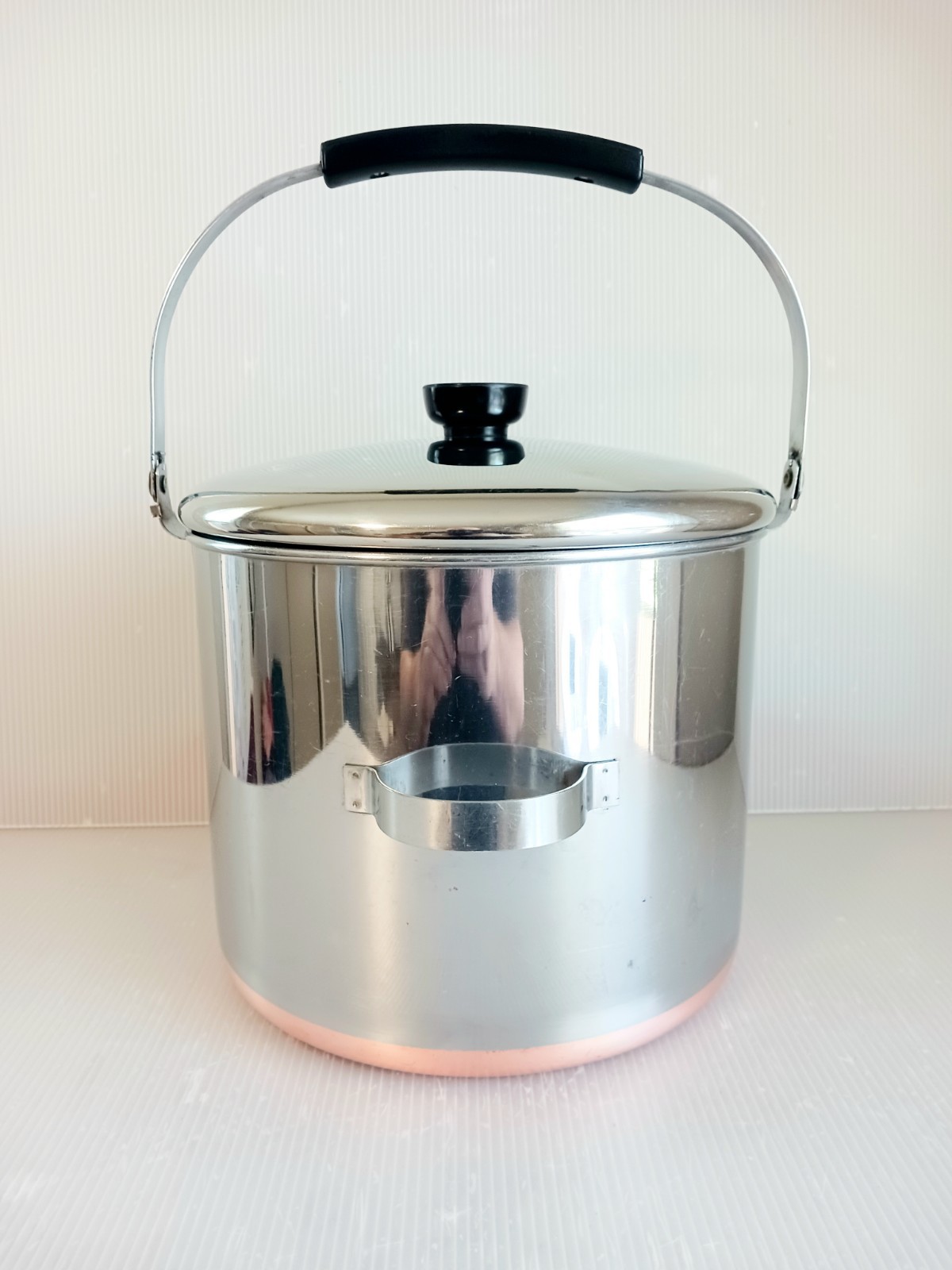 REVERE WARE 8 Qt Stock Pot BAIL HANDLE & Lid Copper Bottom Pre-1968