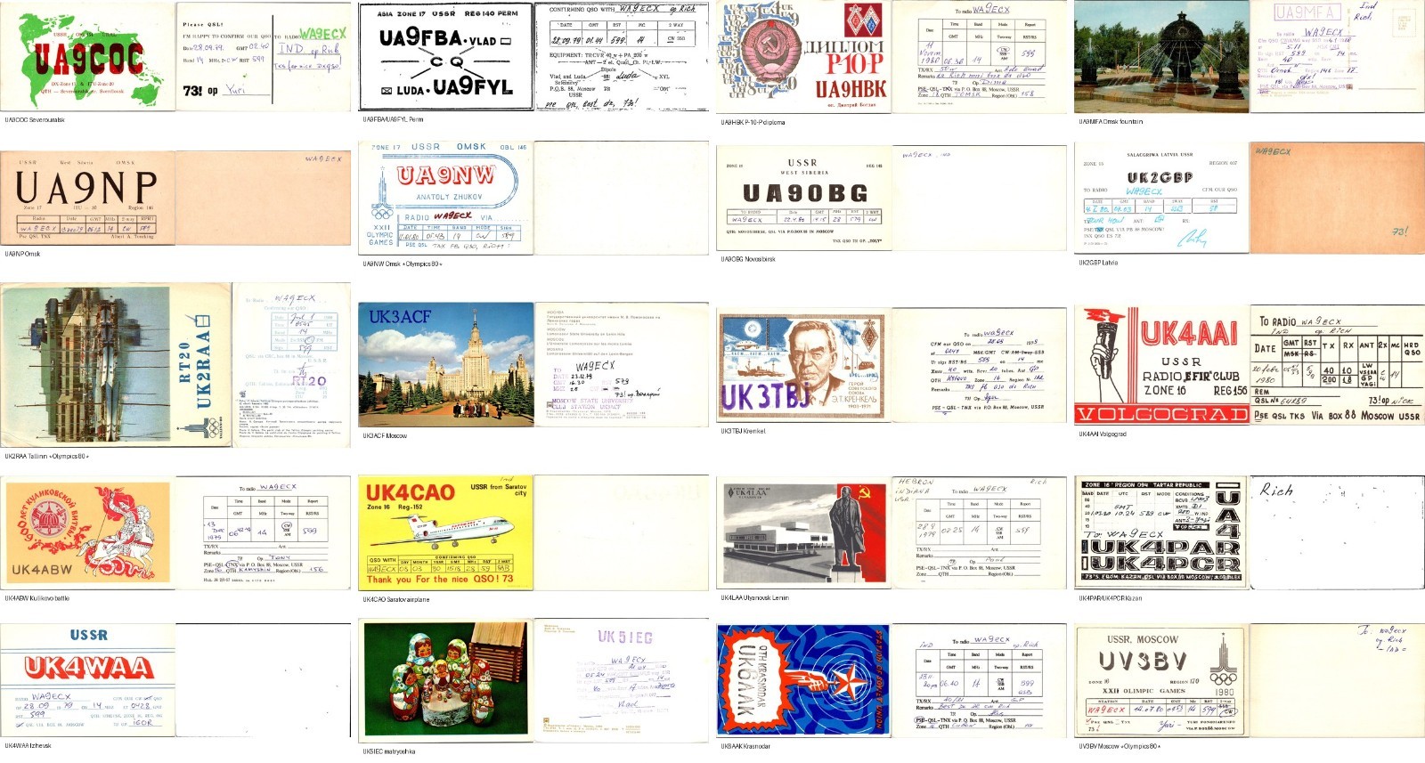 20 USSR QSL Cards Olympics Krenkel Matryoshka Baltics Ham Radio Lot 20 USSR QSL Cards Olympics Krenkel Matryoshka Baltics Ham Radio Lot