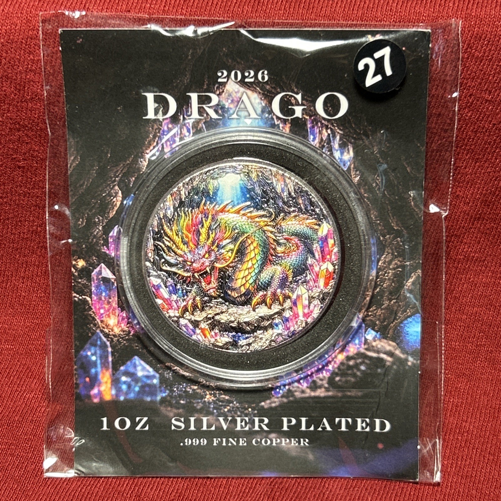 1 oz  DRAGO 2026 Silver Plated .999 Fine Copper Coin in Plastic Capsule