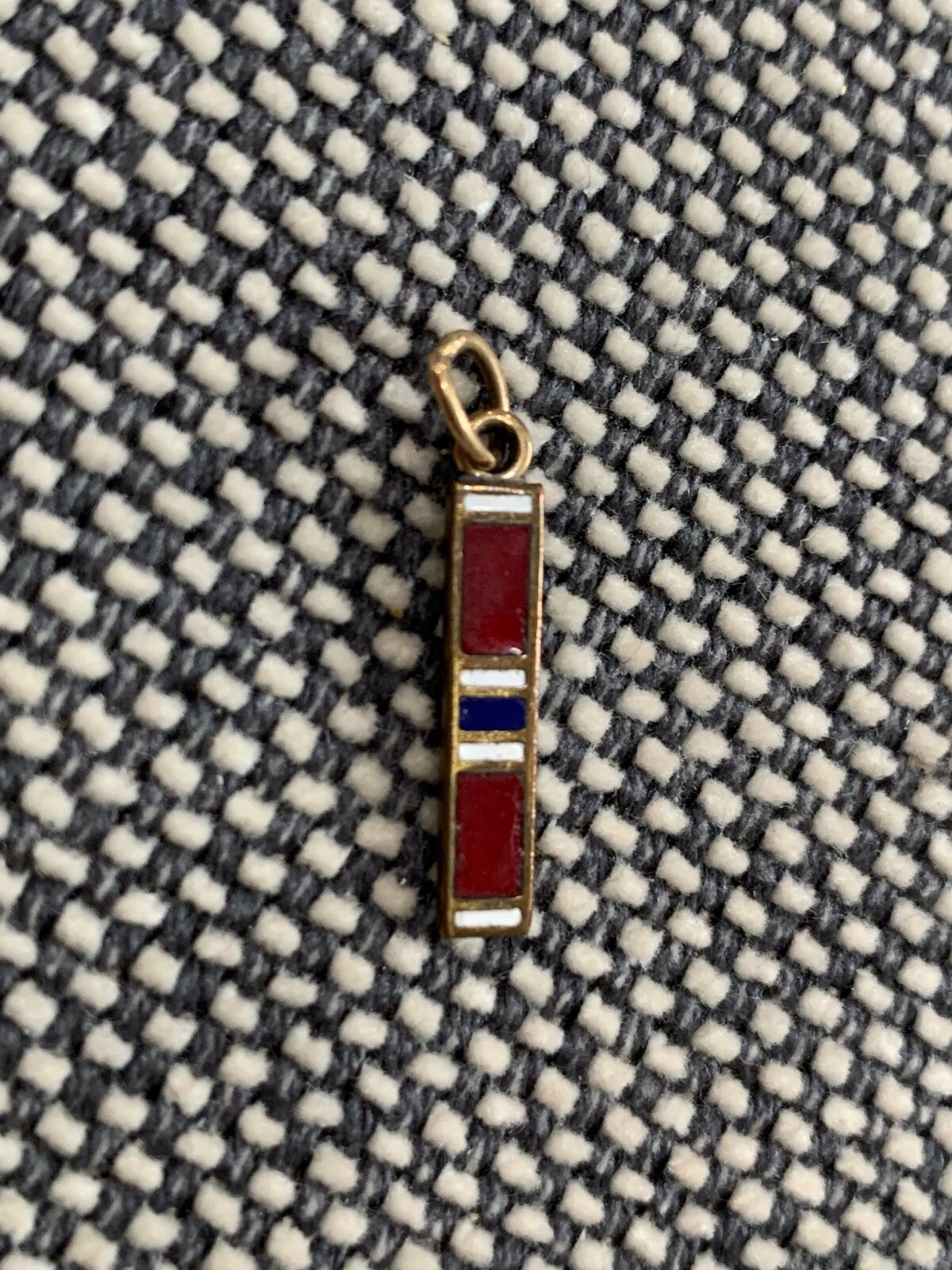 Vintage Enamel Bar Pendant Military Style White Red & Blue Vintage Enamel Bar Pendant Military Style White Red & Blue