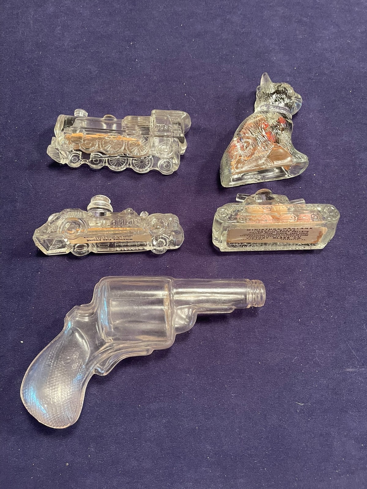 Vintage Glass Candy Container Lot of 5 Victory Stough 2 Sealed Full with Candy Vintage Glass Candy Container Lot of 5 Victory Stough 2 Sealed Full with Candy
