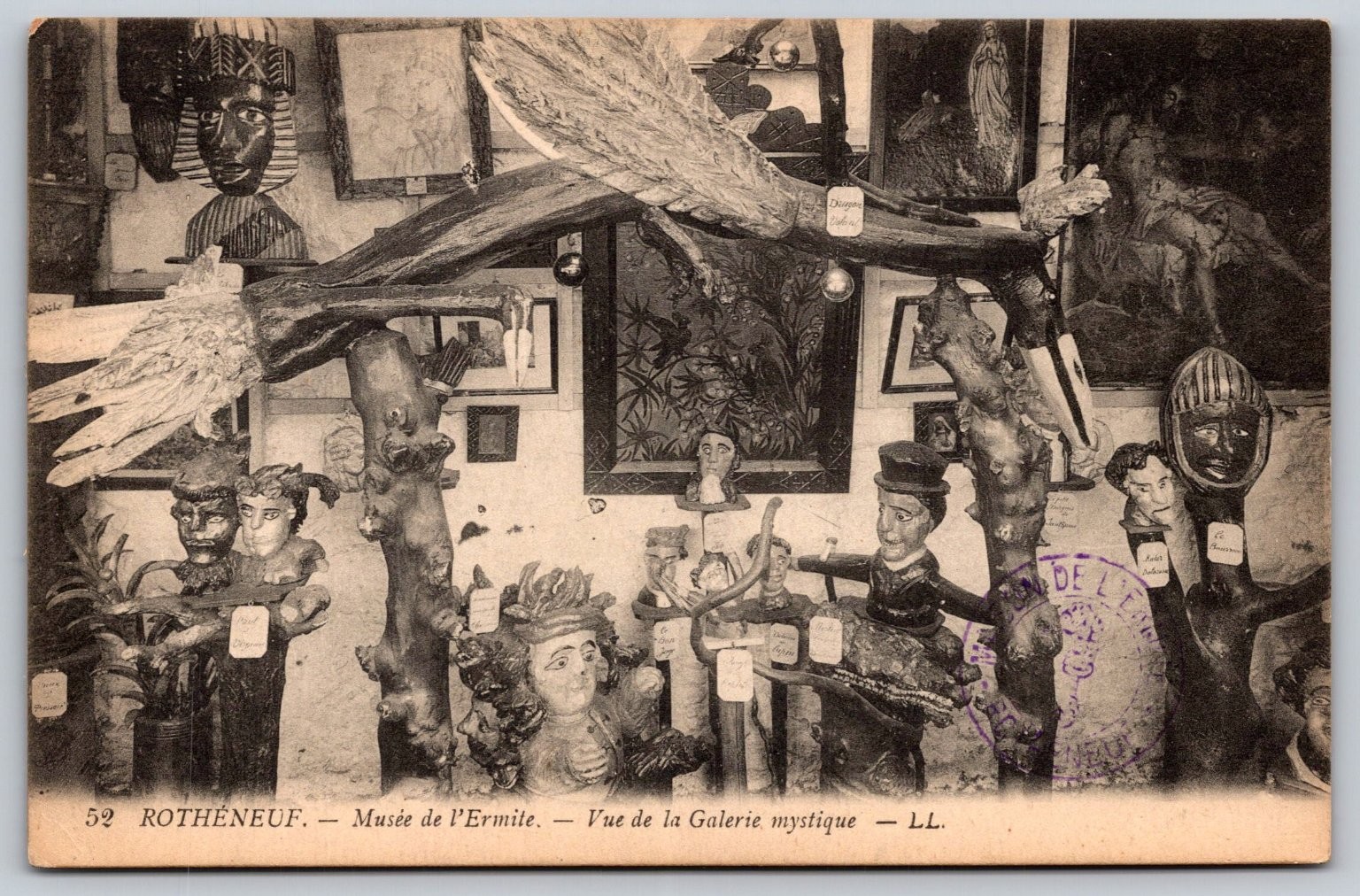 Vintage Rothéneuf Musée de l'Ermite Mystical Gallery Postcard France A361 Vintage Rothéneuf Musée de l'Ermite Mystical Gallery Postcard France A361
