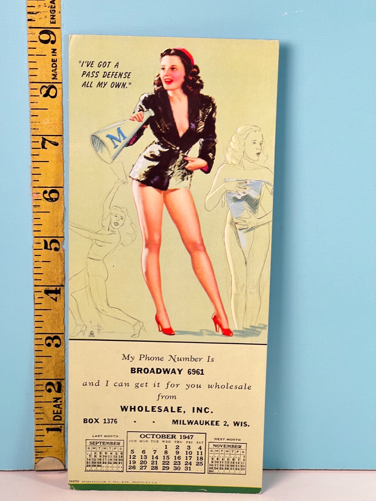1947 KO Munson Pin Up Blotter Card \ 1947 KO Munson Pin Up Blotter Card \