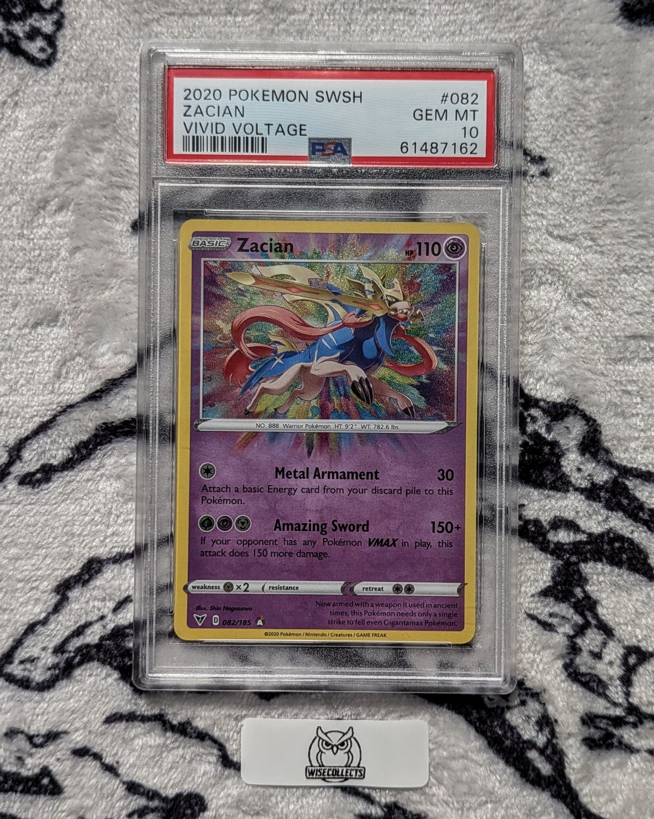 Zacian 082/185 Amazing Rare Vivid Voltage SWSH Graded PSA 10 Pokemon Zacian 082/185 Amazing Rare Vivid Voltage SWSH Graded PSA 10 Pokemon