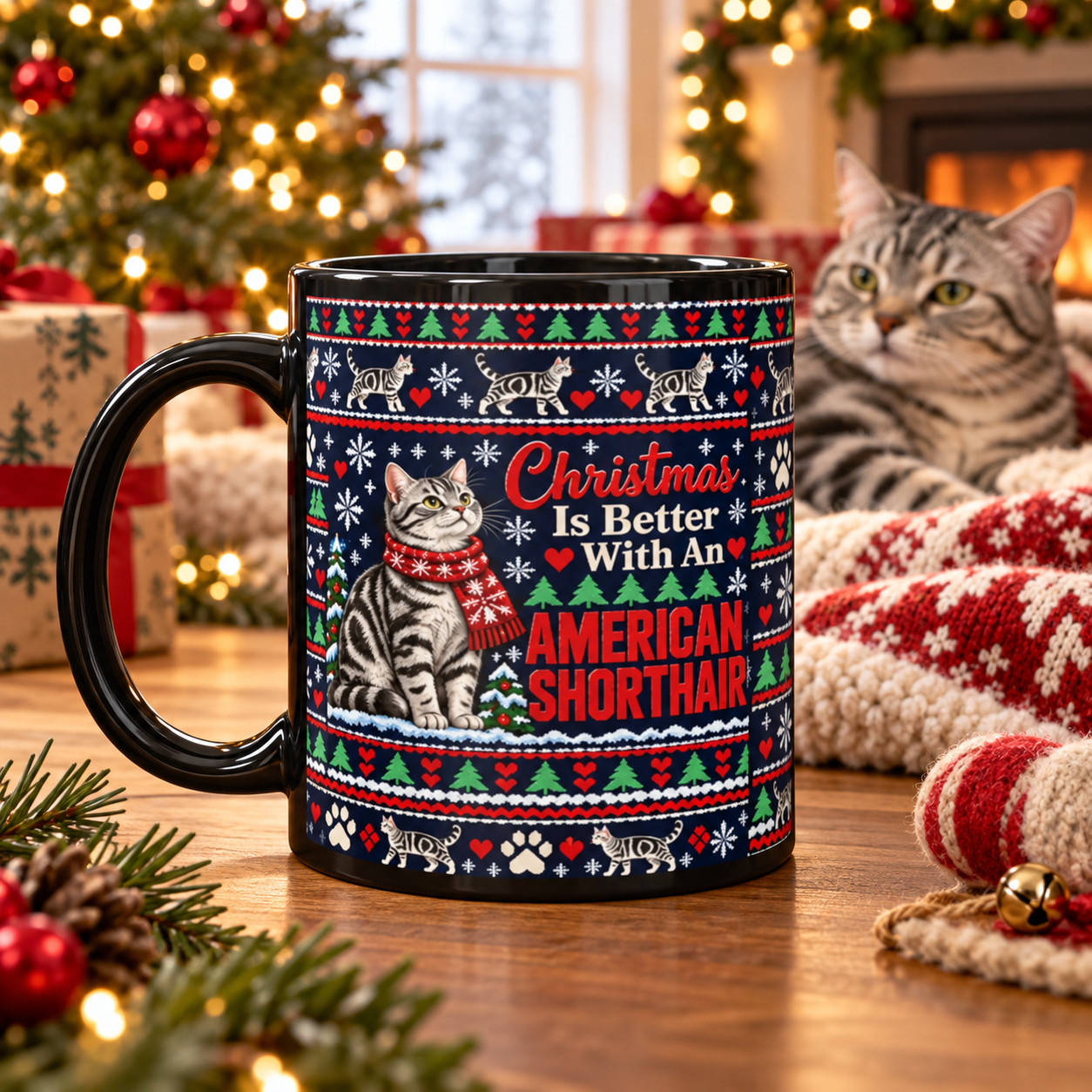 American Shorthair Christmas Gift, American Shorthair Cat Mug Gift, ASH Cat Gift American Shorthair Christmas Gift, American Shorthair Cat Mug Gift, ASH Cat Gift